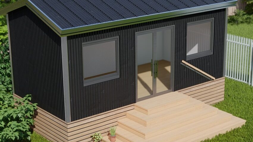 Galvanized steel accessory dwelling units in Bacliff, Texas, showcasing modern design and durability for added living space