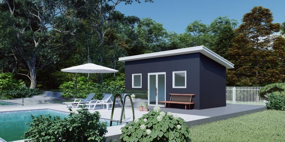 Exterior view of galvanized steel accessory dwelling units in Bonham, Texas, showcasing modern design and functionality