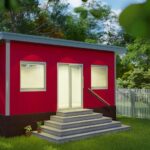 View of galvanized steel accessory dwelling units in Burlington, Colorado, showcasing modern design and sustainable living