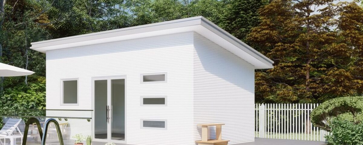 Modern galvanized steel accessory dwelling units in Castle Pines, Colorado, showcasing innovative design and sustainable living