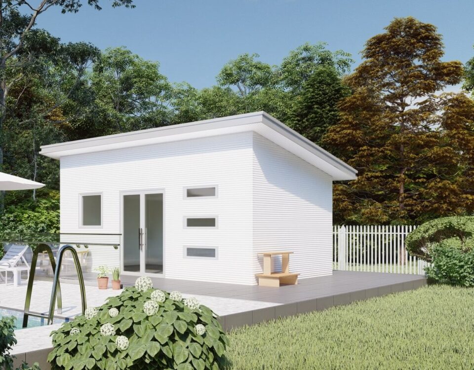 Modern galvanized steel accessory dwelling units in Castle Pines, Colorado, showcasing innovative design and sustainable living