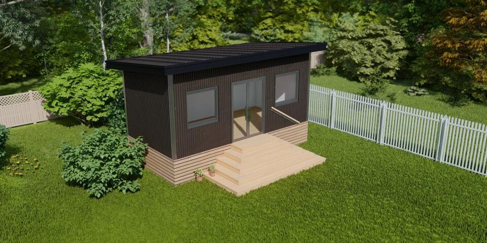 Image of galvanized steel accessory dwelling units in Channelview, Texas, showcasing modern architecture and eco-friendly design