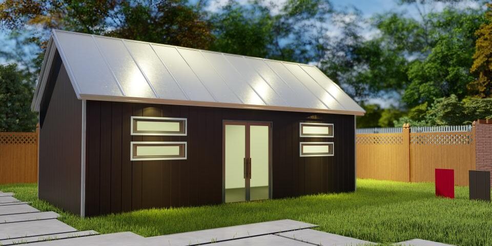 Image of galvanized steel accessory dwelling units in Highland, Texas, showcasing modern architecture and durable materials