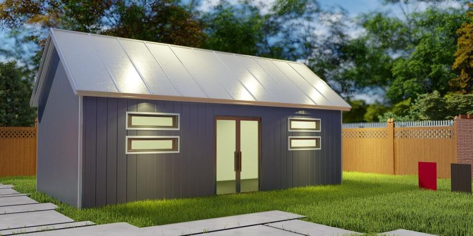 Modern galvanized steel accessory dwelling units in Hollywood Park, Texas, showcasing innovative design and functionality