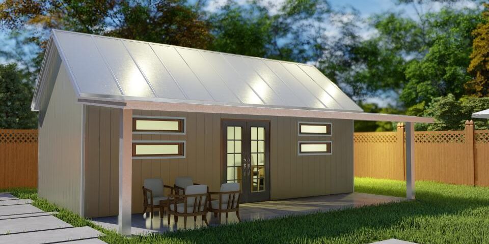 Modern galvanized steel accessory dwelling units in Keller, Texas, showcasing innovative design and sustainable living