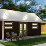 View of galvanized steel accessory dwelling units in Krum, Texas, showcasing modern design and construction