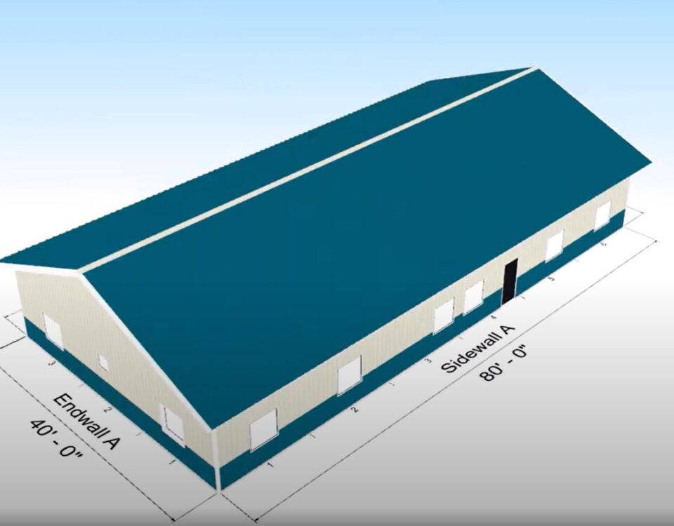 Exterior view of galvanized steel barndominiums in Federal Heights, Colorado, showcasing modern design and sturdy construction