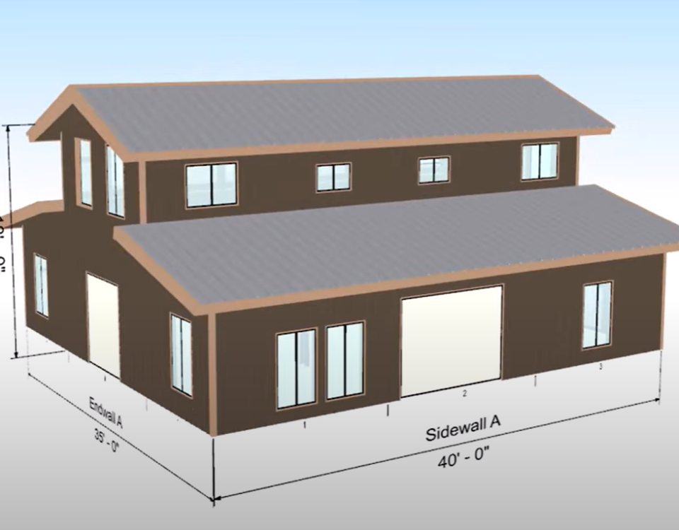 Modern galvanized steel barndominiums in Hutto, Texas, showcasing innovative design and durability for rural living