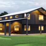 Exterior view of galvanized steel barndominiums in Lampasas, Texas showcasing unique design and rural charm