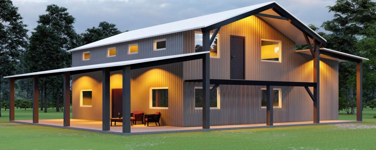 Stunning galvanized steel barndominiums in McGregor, Texas showcasing modern design and rustic charm