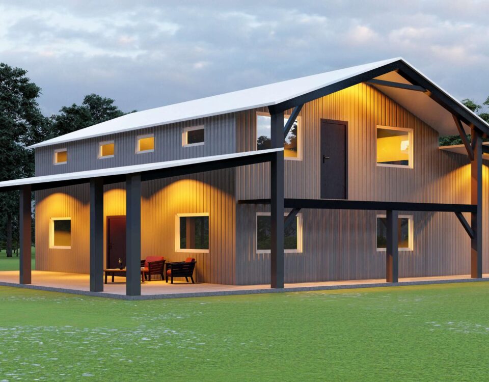 Galvanized steel barndominiums in McKinney, Texas, showcasing modern design and durability for unique country living