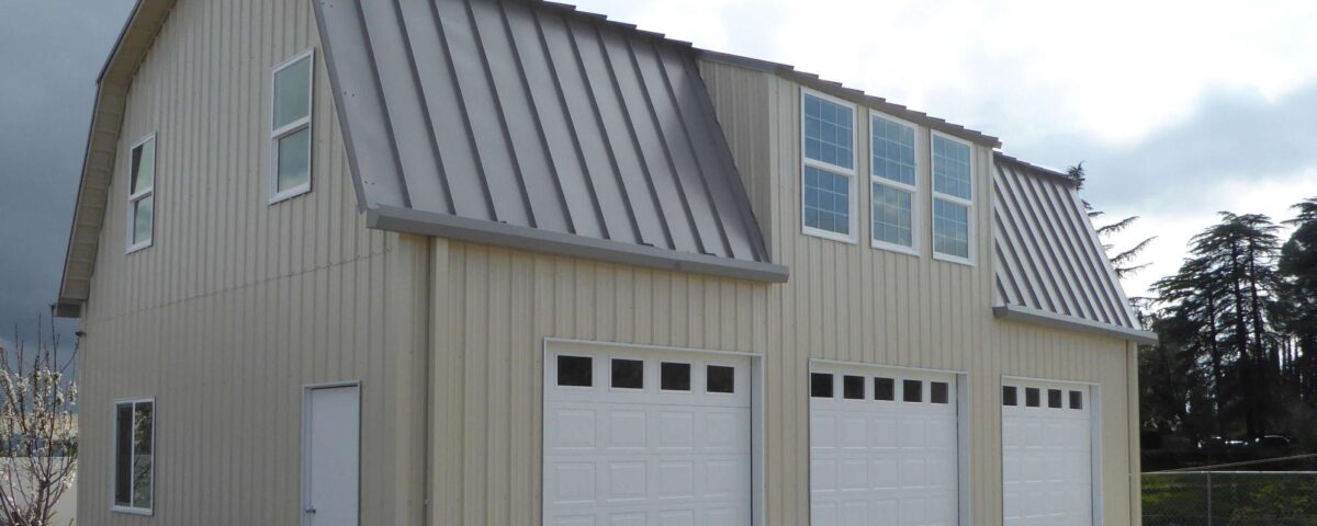 Stylish galvanized steel barndominiums in Peniel, Texas, showcasing durable design and rural charm