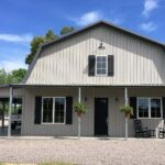 Beautifully designed galvanized steel barndominiums in San Diego, Texas, showcasing modern architecture and rural charm