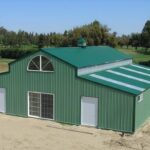 Stylish galvanized steel barndominiums in Socorro, Texas, blending modern design with rustic charm