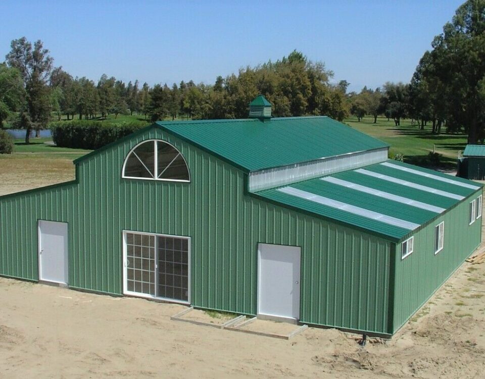 Stylish galvanized steel barndominiums in South Alamo, Texas, showcasing modern design and durability