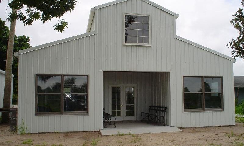 Stunning galvanized steel barndominiums in Trophy Club, Texas, showcasing modern design and rustic charm