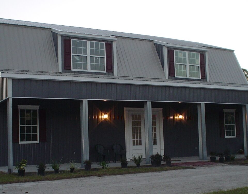 Picture of galvanized steel barndominiums in Wake, Texas showcasing modern architecture and rural charm