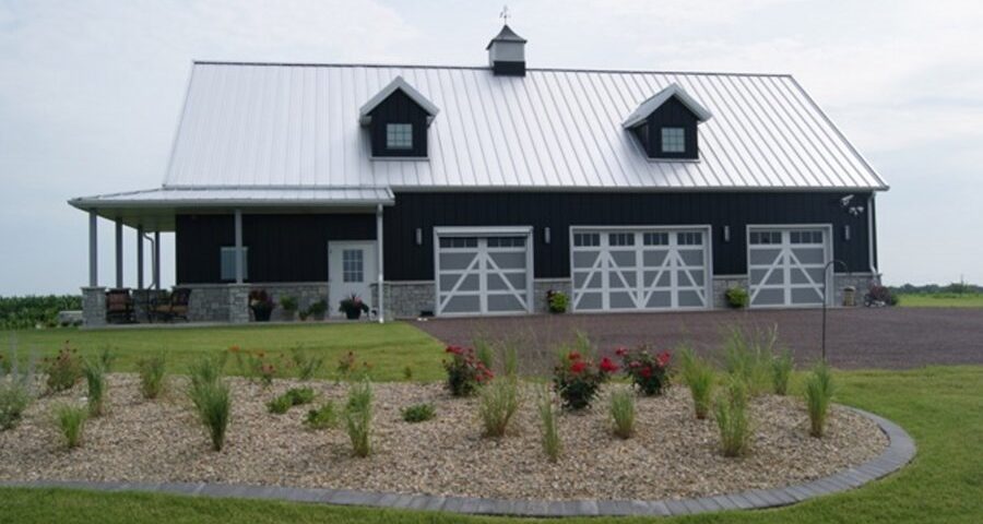 Beautiful view of galvanized steel barndominiums in Wells Branch, Texas, showcasing modern design and rustic charm