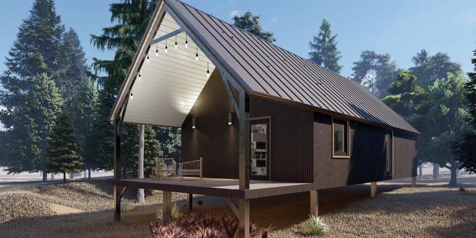 Modern galvanized steel cabins in Columbine, Colorado, showcasing innovative design amidst a natural landscape