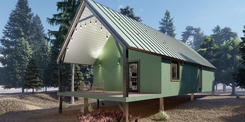 Galvanized steel cabins in Diboll, Texas, showcasing modern design and durability in a rural setting