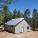 View of galvanized steel cabins in Fairview, Texas, showcasing modern design and durable construction