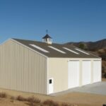 Exterior view of galvanized steel shops in Red Oak, Texas, showcasing durable construction and local craftsmanship