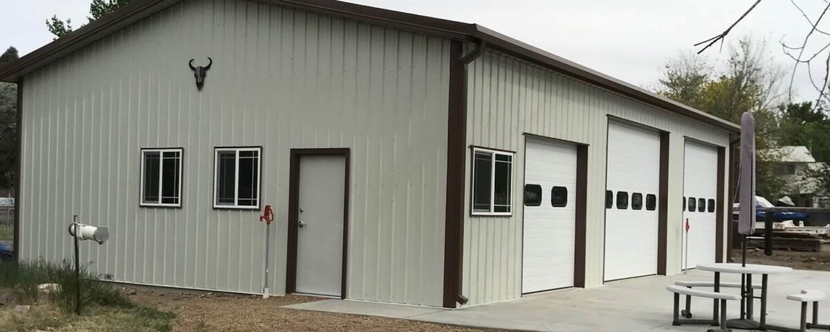 Exterior view of galvanized steel shops in Roma, Texas, showcasing modern design and durability