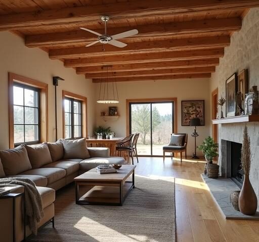 Spacious 3 bedroom barndominium with modern amenities and rustic charm.