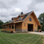 Infographic showing the average cost to build a barndominium across different states and designs.