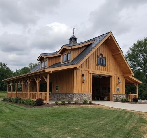 Infographic showing the average cost to build a barndominium across different states and designs.