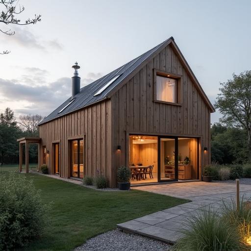 Image of a modern barndominium duplex showcasing its stylish exterior and spacious layout.