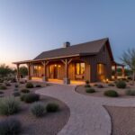 A stunning view of barndominium homes in Arizona showcasing unique architecture and desert landscapes.