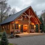 A spacious interior view showcasing barn-style features in a barndominium kits design.