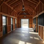 A stunning exterior view of a modern barndominium with rustic charm and contemporary design in barndominium pictures.