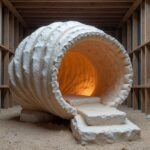 A spacious barn dome structure showcasing a barnominium shell design, blending functionality with rustic charm.