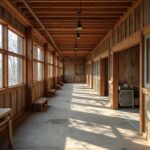 A spacious barndominium with a basement showcasing modern design and rustic charm.