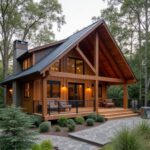 A stunning barn dominium wrap around porch showcasing beautiful views and ample space for relaxation and gatherings.