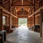 A cozy deer valley barndominium surrounded by picturesque landscapes and lush greenery.