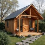 A low cost simple barndominium showcasing modern design and rustic charm in a serene countryside setting.