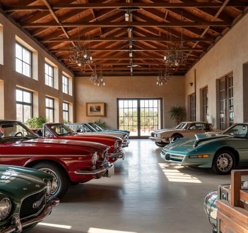 A beautifully designed Scottsdale barndominium set against a desert sunset backdrop.