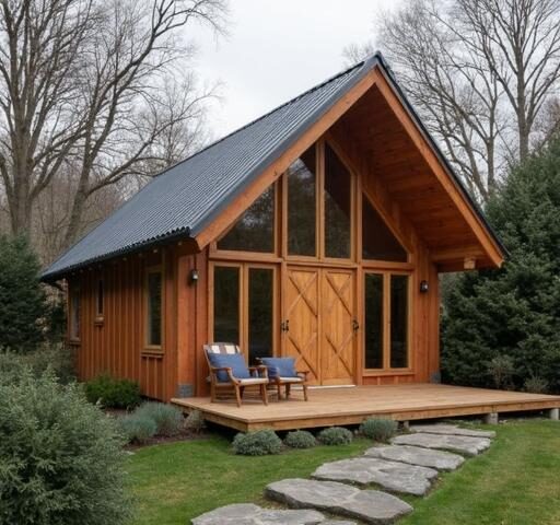 Charming small barndominiums surrounded by nature, showcasing modern design and cozy living spaces.