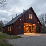 A modern steel barndominium showcasing its unique design and spacious interior.