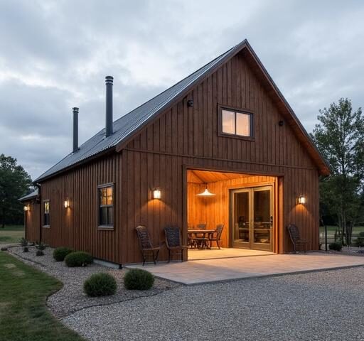 Steel barndominium kits showcasing modern designs and durable construction in a scenic countryside setting.